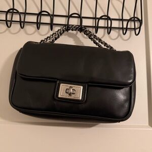 Karl Lagerfeld Black Leather Chain Shoulder Bag